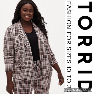 Torrid 2X Studio Double Knit Blazer — Plaid
